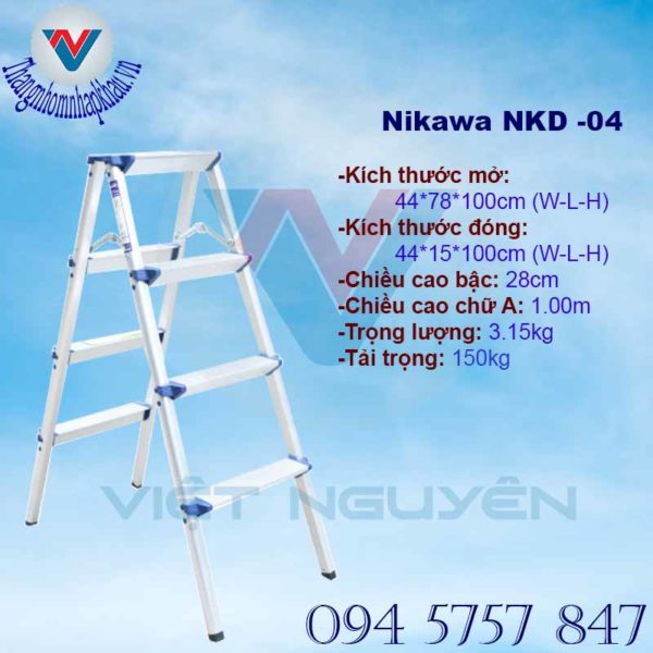 Thang nhôm ghế gấp chữ A NKD -04 cao 1.00m nhập khẩu giá tốt