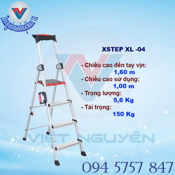 Thang nhôm ghế tay vịn chữ A cao 1m Xstep XL -04 chính hãng giá rẻ